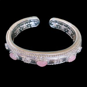 Judith Ripka Sterling Silver Hinged Bracelet
